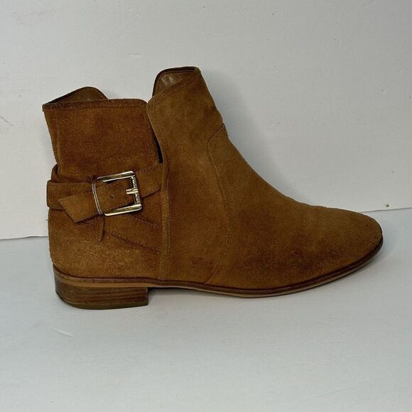 MICHAEL KORS Luggage Brown Suede Leather SALEM Ankle Bootie Boots 8.5 - Picture 2 of 10